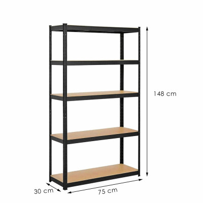 Kovový regál 150x75x30 cm, 5 polic SPRINGOS HA5211