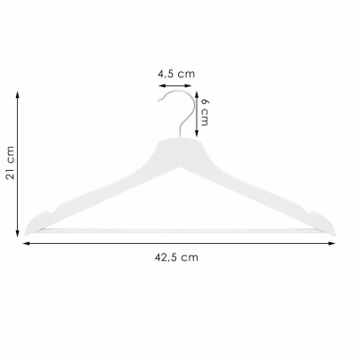 Dřevěná ramínka 42,5 cm, bílá, sada 20ks SPRINGOS HG0059