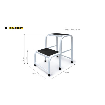 Ocelová stolička 2 stupně DRABEST TABURET-2 PRO