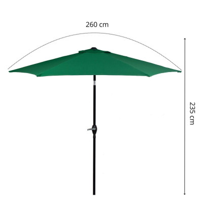 Zahradní slunečník 250 cm, zelený SPRINGOS SUNNY GU0033