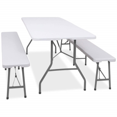 Pivní set pro 8 osob, 180x75 cm, bílý SPRINGOS GF0099