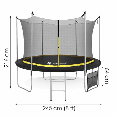 Trampolína SPRINGOS 250 cm s vnitřní ochrannou sítí + žebřík