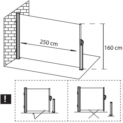 Boční výsuvná markýza 250x160 cm SPRINGOS AW0001 antracitová