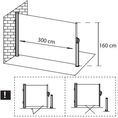 Boční výsuvná markýza 300x160 cm SPRINGOS AW0003 světle šedá