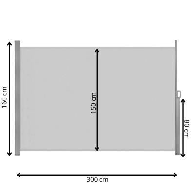 Boční výsuvná markýza 300x160 cm SPRINGOS AW0003 světle šedá