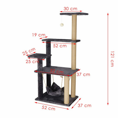 Škrabadlo pro kočky - Věž s houpacím křeslem 5 pater 121 cm SPRINGOS PA1047