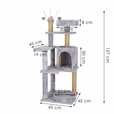 Škrabadlo pro kočky - Domeček s odpočívadly 5 pater 127 cm SPRINGOS PA1048