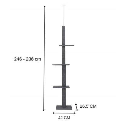 Škrabadlo pro kočky - Věž s odpočívadly 3 patra 246-286 cm SPRINGOS PA1050