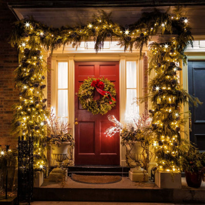 LED světelný řetěz - 17,5m, 300LED, IP44, teplá bílá + záblesky