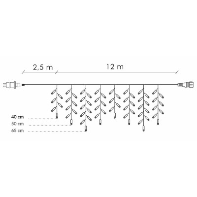 LED krápníky - 14,5m, 300LED, časovač, IP44, studená bílá + záblesky