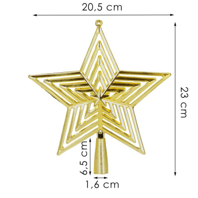 Hvězda na stromeček 23cm zlatá, vánoční ozdoba
