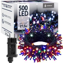 LED světelný řetěz - 27,5m, 500LED, IP44, multicolor + záblesky