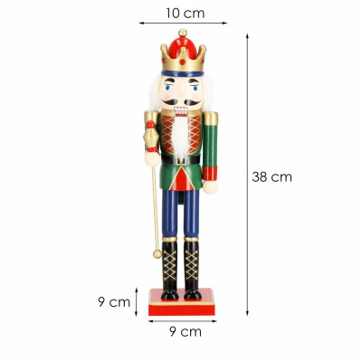 Louskáček - Král s žezlem 38cm zelený, vánoční dekorace