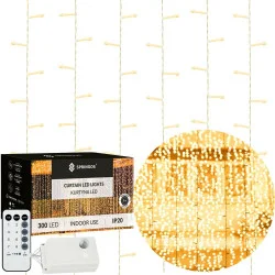 LED světelný závěs - 2x2m, 200LED, 8 funkcí, ovladač, paměť, IP20, teplá bílá