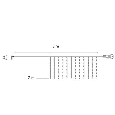 LED světelný závěs - 2x2m, 200LED, 8 funkcí, ovladač, paměť, IP20, teplá bílá