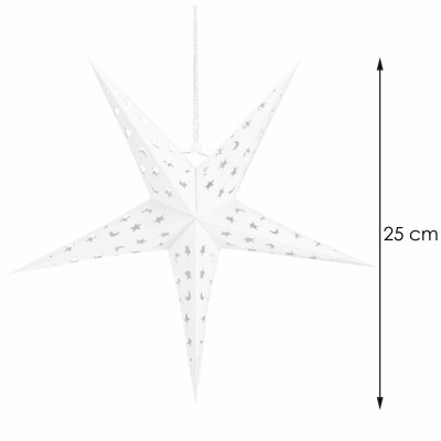 Papírová hvězda pěticípá 25cm bílá, vánoční dekorace
