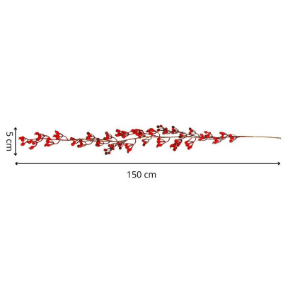 Vánoční řetěz Girlanda s jeřabinami 150 cm