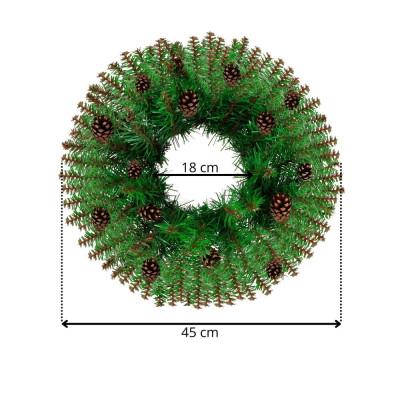 Adventní věnec extra hustý se šiškami 45cm, vánoční dekorace