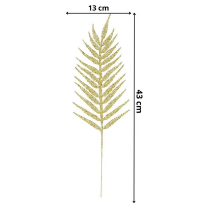 Větvičky kapradí 43cm zlaté sada 3ks, vánoční dekorace