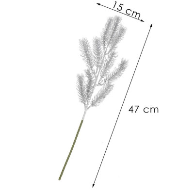 Umělá větvička jedle 47cm stříbrná, vánoční dekorace