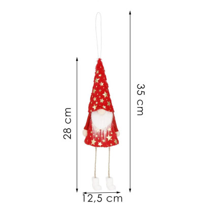 Skřítek GNOM s čepicí s hvězdami 35cm, vánoční ozdoba