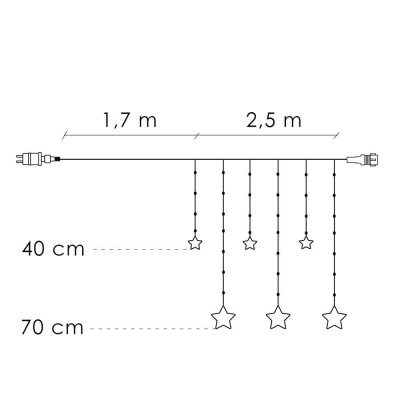 LED světelný závěs Hvězdy - 2,5x0,7m, 138LED, 8 funkcí, IP20, teplá bílá