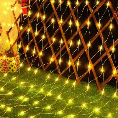 LED světelná síť - 2x2m, 144LED, 8 funkcí, paměť, IP44, teplá bílá