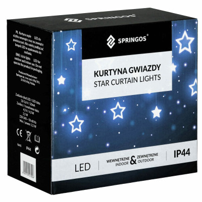 LED světelný závěs Hvězdy - 2,5x0,7m, 138LED, 8 funkcí, IP20, studená bílá