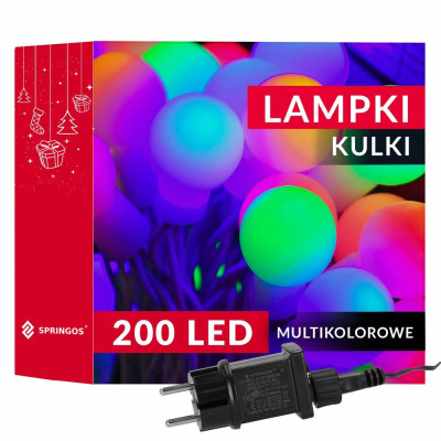 LED světelný řetěz - 17,5m, 200LED, 8 funkcí, paměť, IP44, multicolor