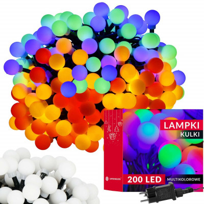 LED světelný řetěz - 17,5m, 200LED, 8 funkcí, paměť, IP44, multicolor