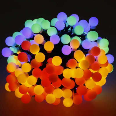 LED světelný řetěz - 17,5m, 200LED, 8 funkcí, paměť, IP44, multicolor