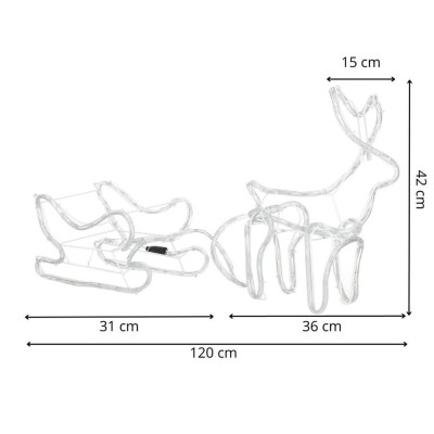 LED Sob se saněmi - 120cm, 144LED, IP44, teplá bílá