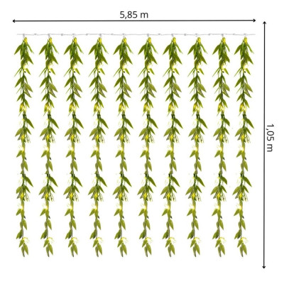 LED závěs Lístky - 2,85x1m, 200LED, 8 funkcí, IP44, teplá bílá