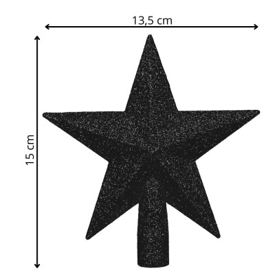 Hvězda na stromeček 15cm třpytivá černá, vánoční ozdoba