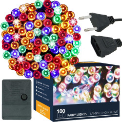 LED světelný řetěz - 8,5m, 100 LED, 8 funkcí, multicolor