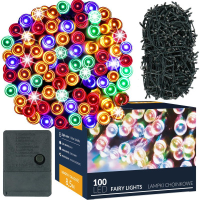 LED světelný řetěz - 8,5m, 100 LED, 8 funkcí, multicolor