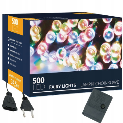 LED světelný řetěz - 34,5m, 500LED, 8 funkcí, multicolor