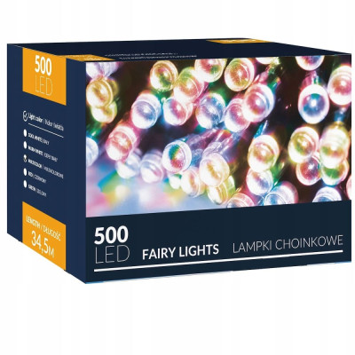 LED světelný řetěz - 34,5m, 500LED, 8 funkcí, multicolor