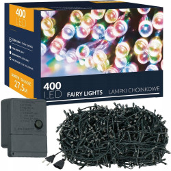 LED světelný řetěz - 27,5m, 400LED, 8 funkcí, multicolor