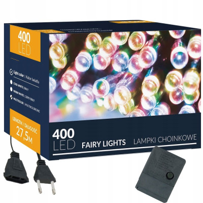 LED světelný řetěz - 27,5m, 400LED, 8 funkcí, multicolor