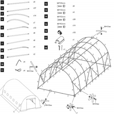 Zahradní foliovník 6x3x2 m 18m2 SPRINGOS GT0005