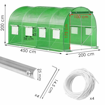 Zahradní foliovník 4,5x2x2 m 9m2 SPRINGOS GT0004