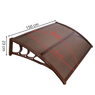 Vchodová stříška 150x75 cm SPRINGOS POLYROOF hnědá