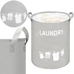 Úložný koš 55l, šedý s nápisem Laundry SPRINGOS HA0117