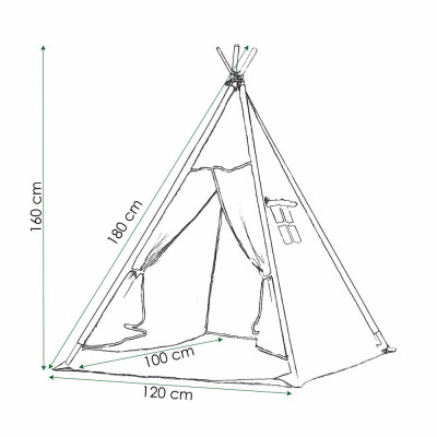 Teepee stan pro děti SPRINGOS Světle modrý s oblaky