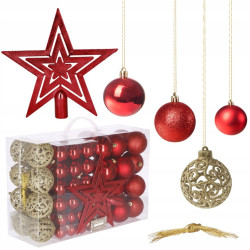 Maxi 101 dílná sada vánočních ozdob červeno-zlatá
