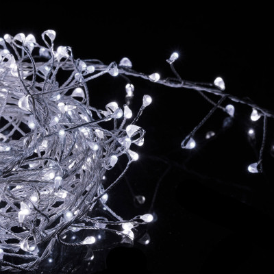 LED řetěz Nano Ježek - 3m, 100LED, 3xAA, studená bílá