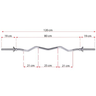 Vzpěračská tyč EZ 120cm  25mm lomená SPRINGOS