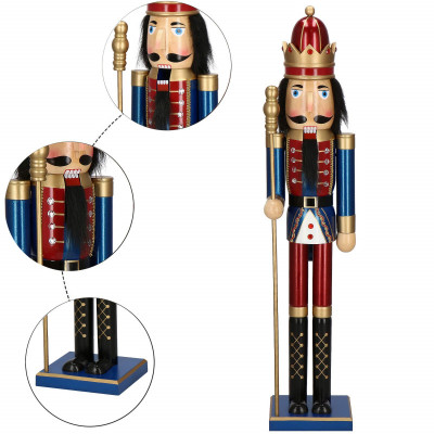 Louskáček - Král s žezlem 90 cm, modro-červený