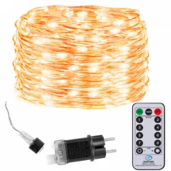 LED řetěz Nano - 48m, 480LED, 8 funkcí, ovladač, IP44, teplá bílá